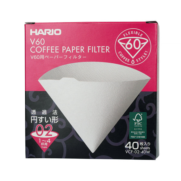 V60 Filterpapir, 40 stk, Størrelse 01, 02, 03