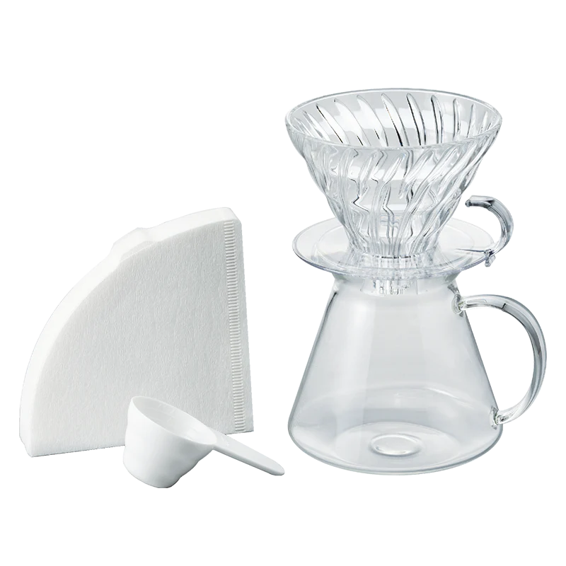 Hario V60 Glass Dripper & Server Set